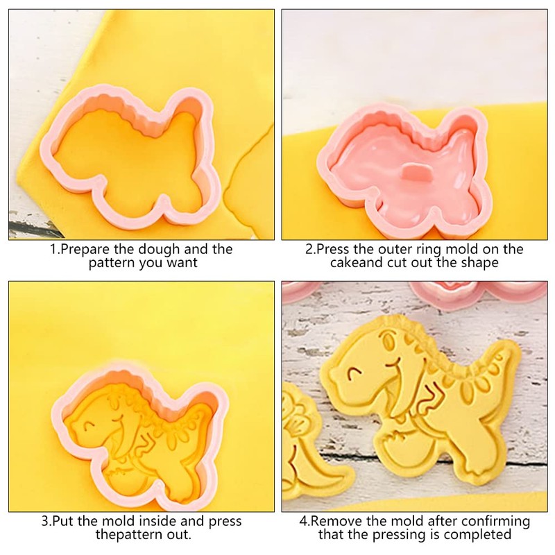 Dino Cookie Cutter, 8 Pieces Dinosaur Cookie Cutters, Plastic, Dinosaur