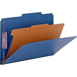 Smead Pressboard Classification File Folder with SafeSHIELD Fasteners, 1 Divider, 2" Expansion, Legal Size, Dark Blue, 10 per Box (18732)