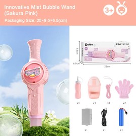 Mist Bubble Machine for Kids – Elastic Bubble Fog Wand, Smoke Bubble Sword, Interactive STEM Toy with Lights & Music, Parent-Child Fun, Outdoor Summer Play, Birthday Gift for Boys & Girls:_Pink Set