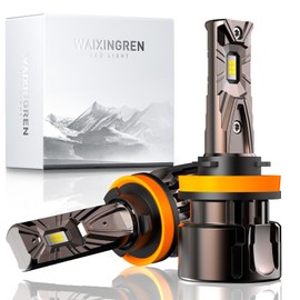 WAIXINGREN H11 LED Headlight Bulb, 30000LM 500% Brighter Wireless, 6500K White Bright H9 H8 H11 Headlight Bulb with Fan, Halogen Replacement, Plug and Play, Pack of 2 (H11/H9/H8)