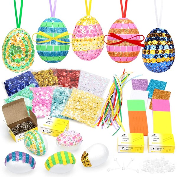 Sprinlot Easter Eggs Styrofoam Craft Set, 25 Pieces Easter Styrofoam