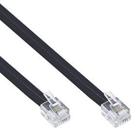 Intos Connection Cable RJ11 Connector Cable RJ11 Male to RJ11 Male Flat 4A Black 15.00 m