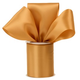 DINDOSAL Gold Ribbon 3 Inch Double Faced Satin Ribbon Thick Old Gold Ribbon for Wedding Decor, Chair Sash, Gift Wrapping, Party Favor, Flower Arrangement, Craft Supplies, Bows - 10Yards