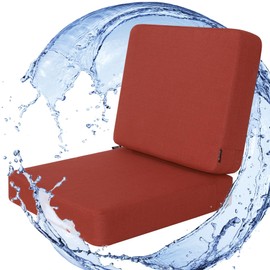 Favoyard Outdoor Deep Seat Cushion Set, 19 x 19 Inch Rainproof & 3-Year Fade Resistant Patio Furniture Cushions, Removable Seat Bottom & Back Cushion covers with Ties for Chair, Sofa, Couch, Dark Gray