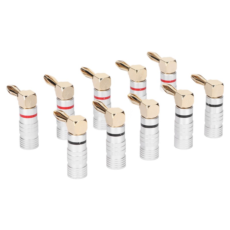 10 Pcs Banana Plugs 24K Copper Gold Plated Aluminum Case