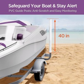 Sebnux Galvanized Steel Adjustable Boat Trailer Guide with PVC Pipes for Ski Boat Fishing Boat, Sailboat Trailer (White)