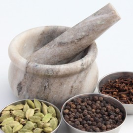 Stones And Homes Indian Brown Mortar and Pestle Set Large Bowl Marble Herbs Spices Stone Grinder for Home and Kitchen 4 Inch Polished Robust Round Pill Crusher Herbs Spice Grinder - (10 x 6 cm)