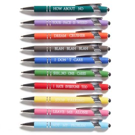 HLPHA 10PCS Funny Multicolored Ballpoint Pens with Complaining Quotes and Touch Screen Function Office Gifts Negative Passive Ballpoint Pens