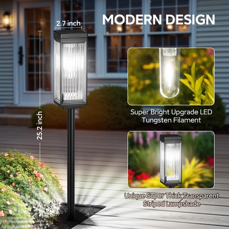 Solar Pathway Lights Outdoor, 8 Pack Upgraded Solar Lights Outdoor