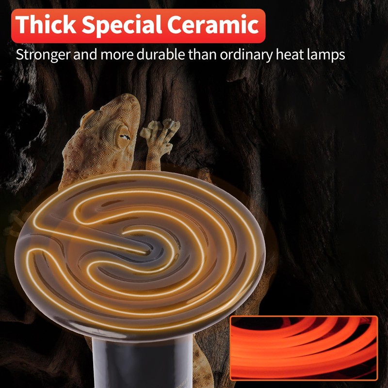 LUCKY HERP Reptile Heat Lamp - 100W Ceramic Heat Emitter