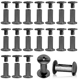 Hocansen 50 Set Chicago Screws M5x12mm Leather Screw Nail Rivet Chicago Bolts Button Metal Binding Screws Posts Round Flat Head Stud Screw for Leather Craft and Bookbinding (Gunmetal/M5x12mm)