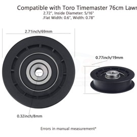 Karbay 2 Pack 120-7082 Idler Pulley Compatible with Toro 30" Time Master & Turf-Masters for Exmark Commercial 30 Walk-Behind- 2-1/4 Inch Flat Dia Flat Idler Pulley