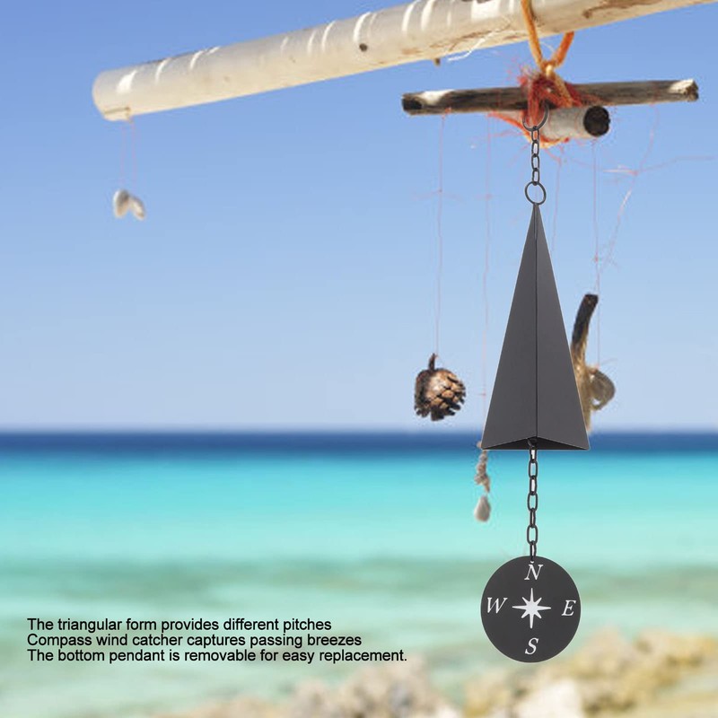 3-Tone Wind Chimes with Compass Iron Triangle Decor for Indoor