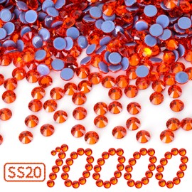 10000PCS Orange Hotfix Rhinestones Bulk, Glass Crystal Hot Fix Rhinestones for Crafts Clothes DIY Decoration, SS20, 4.6-4.8mm