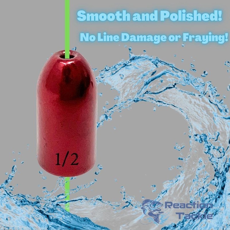 Reaction Tackle Tungsten Bullet Fishing Weights/Worm Sinkers for Bass Fishing