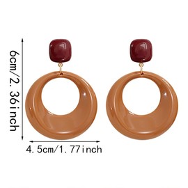 CHUNYANAN Boho Elegant Retro Simple Acrylic White Geometric Square Hollow Earrings for Women White Minimalist Statement Hypoallergenic Drop Earrings (B Round Earring)