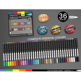 TOOLI-ART 36 Flexible Brush Tip Acrylic Paint Pens Markers Set 1-7mm