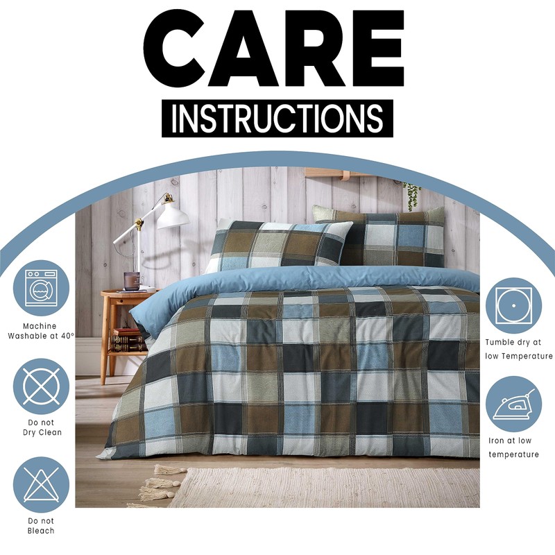 Olivia Rocco Glencoe Check Duvet Cover Set Easy Care Bedding