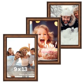 VictoR David Picture Frame Brown 9 x 13 cm Set of 3 Frame 14 x 17 mm Vintage Shabby Chic Decoration Picture Frame 9 x 13 Brown