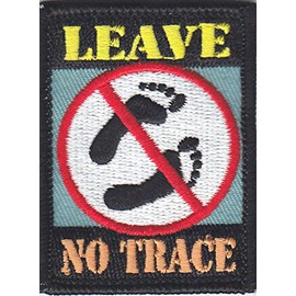 "LEAVE NO TRACE" IRON ON EMBROIDERED PATCH - CAMPING - OUTDOORS - SPORTS