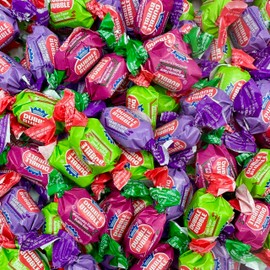 Dubble Bubble Assorted Fruit Flavor Gum - 1 Pound Bulk Bag of 3 Flavor Individually Wrapped Bubble Gum - Grape, Watermelon, Apple - Chewing Bubble Gum
