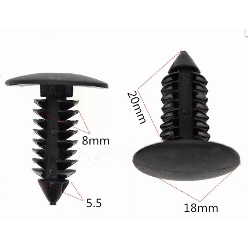 SNS 100X 8mm Bumper Clips Retainer Car Plastic Rivets Fastener