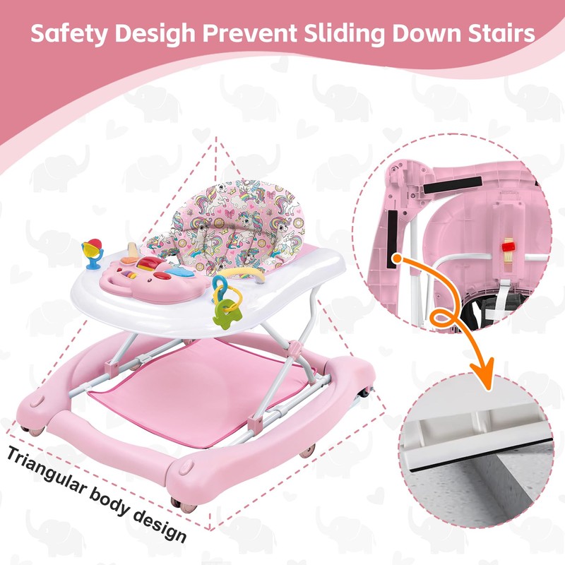 Foldable Baby 5-in-1 Activity Walker - Rocker, Activity Center, Bouncer,