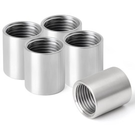 ERGAOBOY 5 Pcs 304 Stainless Steel 1/4" Female to 1/4" Female BSP Thread Straight Coupling Connectors SUS 304 Pipe Fittings