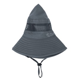 Durio Children's Sun Hat UV Protection Sun Hat with Chin Strap Children's Fishing Hat with Neck Protection Children's Hat Breathable Sun Protection Cotton for Boys 4-12 Years, darkgray