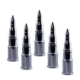 TRUE SPIKE 5 pc Chrome Bullet Tire Air Valve Stem CAPS Cover in Heavy Gauge CNC Machined Billet Aluminum Short Compatible with Jeep CJ YJ TJ JK JL