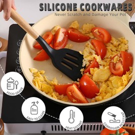 Pansyling Silicone Camping Cooking Set with Storage Bag, RV Camping Must Haves Car Camping Essentials Camper Accessories, Camping Kitchen Cooking Utensil for Picnic Hiking Travel