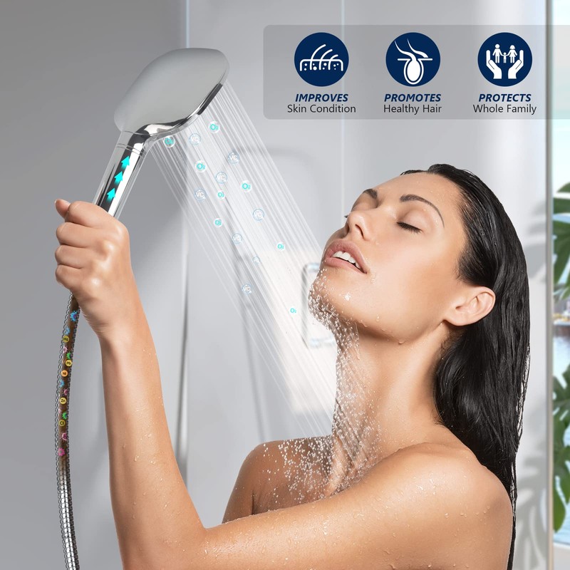 KOSNEW 2PCS Shower Filter Replacement, Hard Water Softener, Upgraded KDF