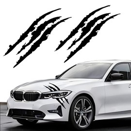2 calcomanías de marca de garra para coches, calcomanías de faros delanteros de coche, calcomanías de rayas para autos deportivos, SUV, camionetas, ventanas, motocicletas, etc. (negro)