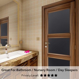 VSUDO Blackout Window Film Privacy, Black Frosted Privacy Film for Glass Windows, Black Out Stick Blind, Window Blackout Material Film, Black Out Window Cover for Living Room and Office (30x400 cm)