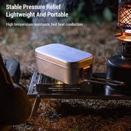 Camping Lunch Box Folding Handle Aluminum Camping Bento Container Camping Picnic Cookware 650ml /1300ml