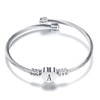 KunBead Jewelry Mum Nan Initial Letter A Cuff Bracelet Silver