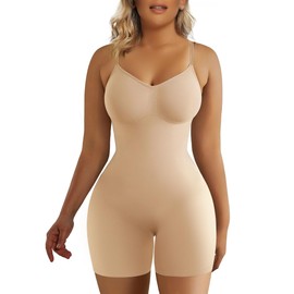 SHAPERX SHAPERX Women's Shapewear Bodysuit Tummy Control Body Shaper Seamless Sculpting Snatched Waist Body Suit，SZ5218-2-Beige-L/XL