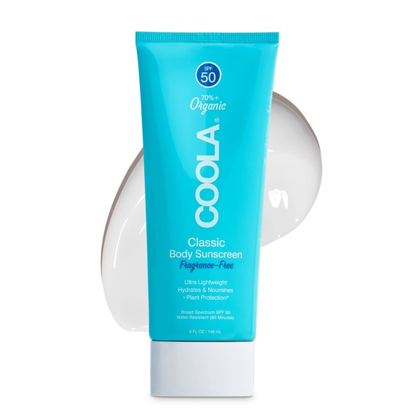 COOLA Organic Sunscreen SPF 50 Sunblock Body Lotion, Dermatologist Tested Skin Care for Daily Protection, Vegan and Gluten Free, Fragrance Free, 5 Fl Oz