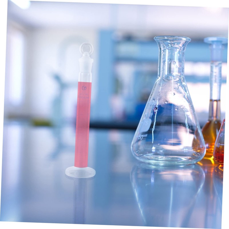 Hohopeti 1Pc Glass Measuring Cylinder with Stopper Thick Graduated Laboratory