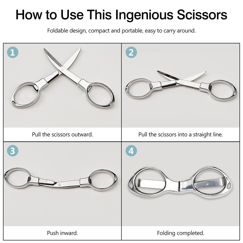2 Pack Folding scissors,safe portable scissors,small scissors,mini scissors,tsa scissors，stainless steel