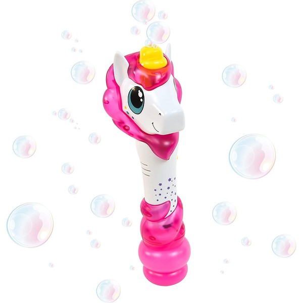 Maxx Bubbles Toy Unicorn Bubble Wand with Lights, Sounds and Bubble Solution