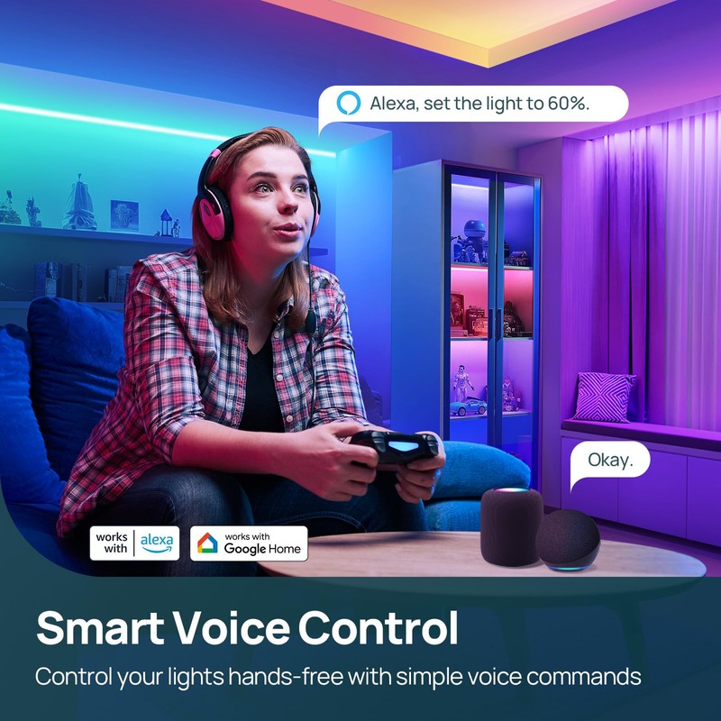 Linkind LED Strip Lights RGB 50ft, Smart Light Strip Work