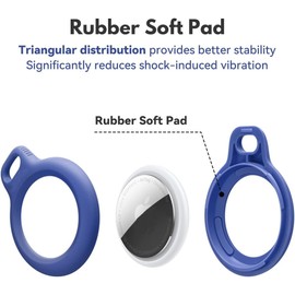 (4 Pack) Kiewhay Secure Holder with Strap for AirTag, Airtag Case with Strap for Key Ring, Scratch Resistant Protective Airtag Accessories Case with Raised Edges(Black)