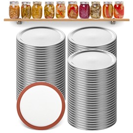 LOPYXBR 100PCS Mason Jar Lids 86mm Wide Mouth Canning Mason Jar Lids, Silver Masons Jars Lid Only, Airtight and Leak Proof Wide Mouths Canning Jars Lid 86mm for Spice, Honey, Jelly, Dessert,DIY Decor