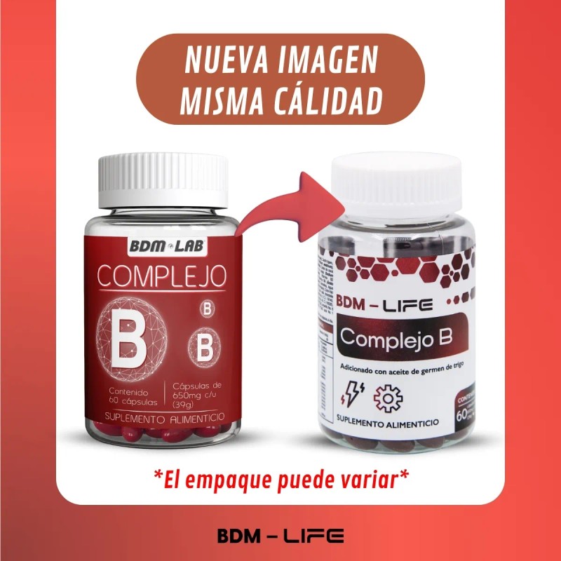 Complejo B BDM LAB 60 Cpsulas Suplemento Sin Sabor Vegano