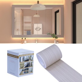 FEILAYS Grey Wood Grain Wallpaper Border Removable PVC Waterproof Peel and Stick Wallpaper,Bathroom Mirror Frame Border Sticker Wall Decor 3.93 inches x 32.8 feet