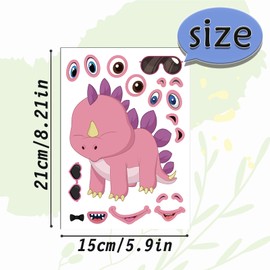 24 Sheets 8.27''×5.9'' Make Your Own Dinosaur Stickers for Kids Toddlers, Make a Face Stickers for Kids Party Favors Activities