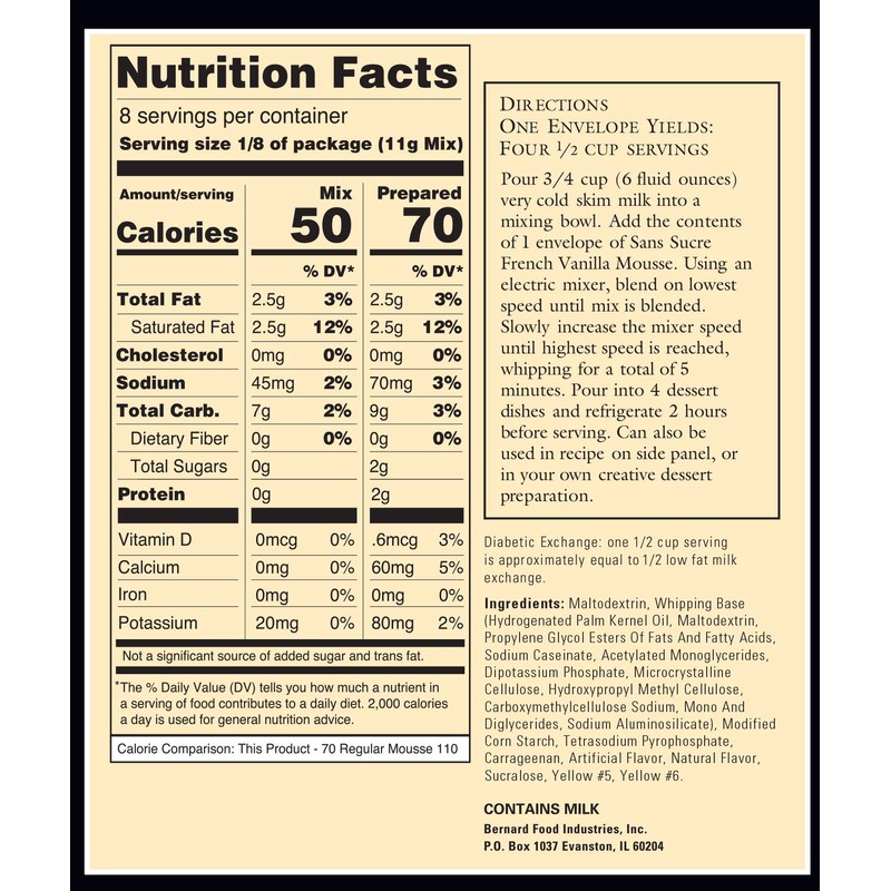 Sans Sucre Mousse Mix - SUGAR FREE, LOW FAT French