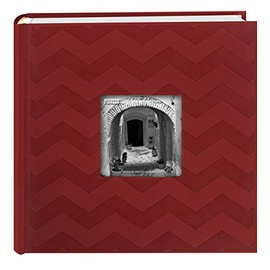 Pioneer Photo Albums DA-200CVR 200 4x6 Pocket Chevron Embossed Frame Leatherette Photo Album, Red