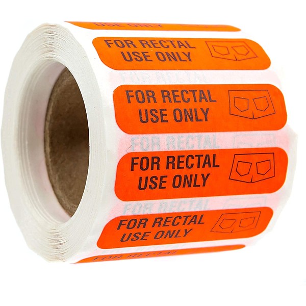 Red for Rectal Use Only Stickers / 500 Small Labels / 0.375" x 1.5" Fluorescent Red Permanent Adhesive Sticker